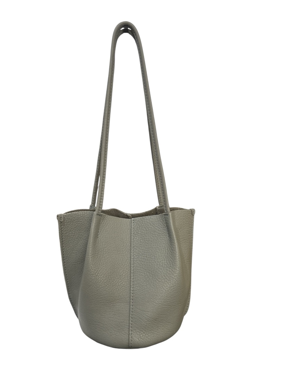 Portland Leather Goods Devan Bucket Tote in the gray color Nimbus